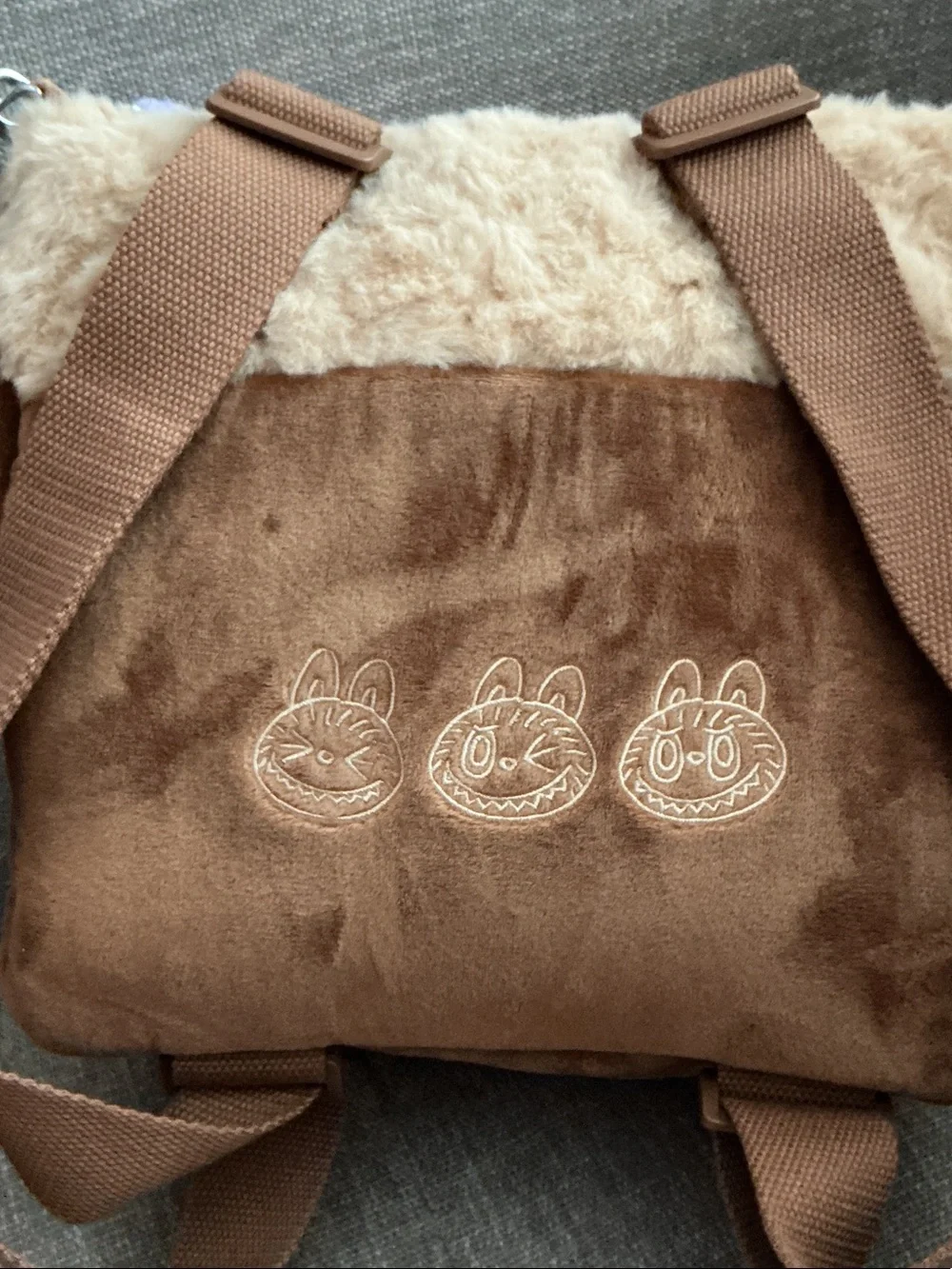 The Monsters Plush Faux-Fur Brown Kids Backpack